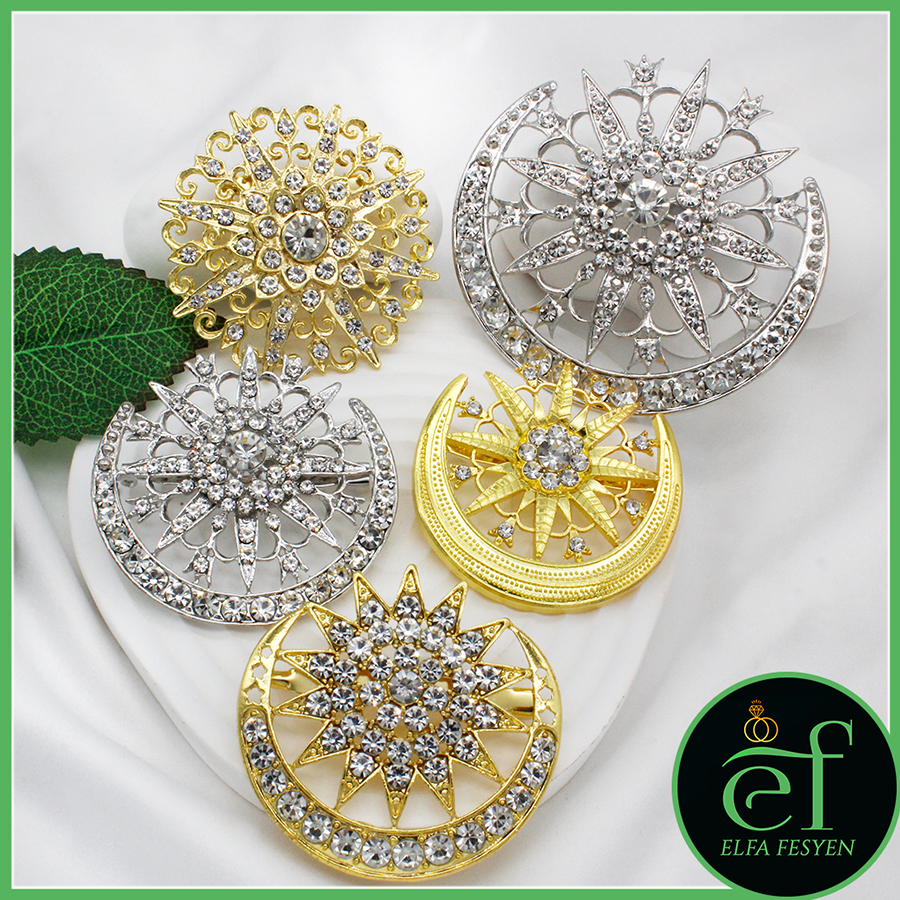 Kerongsang Brooch Dokoh Songkok Bulan Bintang Muslimin (K1005)(K1006