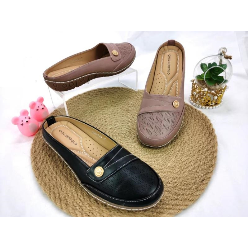 Polo Slip-Ons Pure Leather Kasut Sarung Wanita Comfortable Offer Promotion Murah