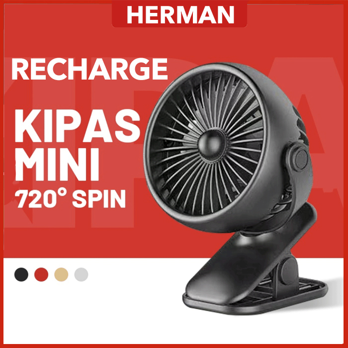 HERMAN 720 Adjustment Portable Hand Mini Clip Cooling Fan Baby Stroller Office Table USB Charge Small Kipas 迷你风扇