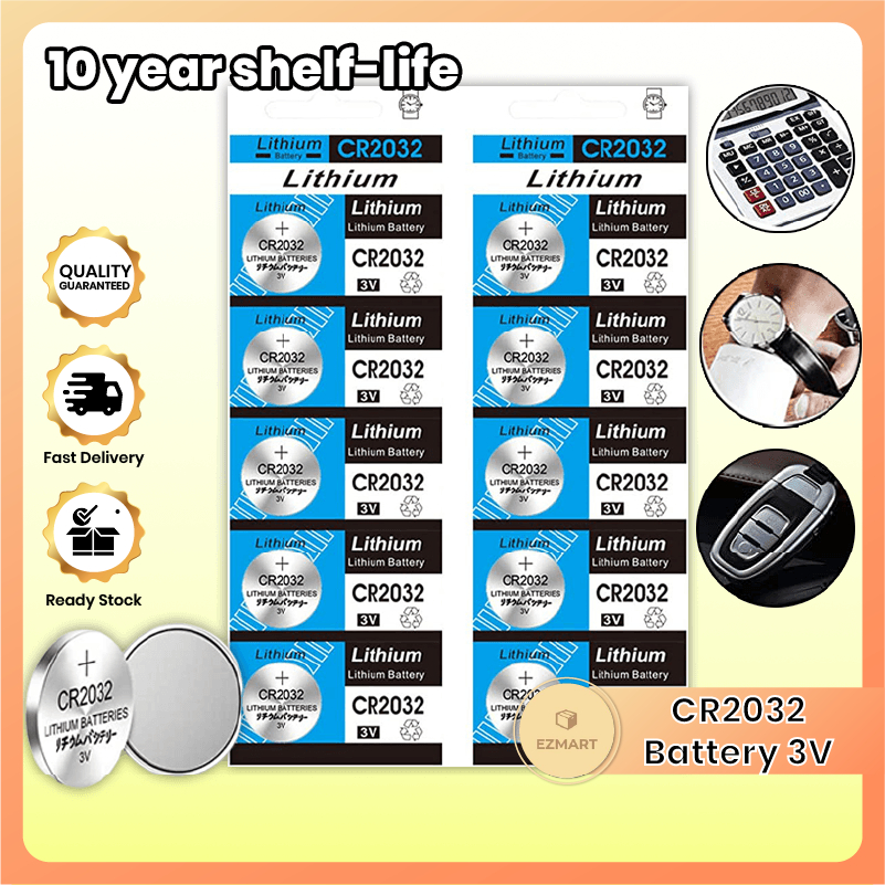 CR2032 Battery 3 Volt Coin & Button Cell Long-Lasting & High Capacity CR2032 Lithium Batteries (1 PC/5PC) Bateri 电池