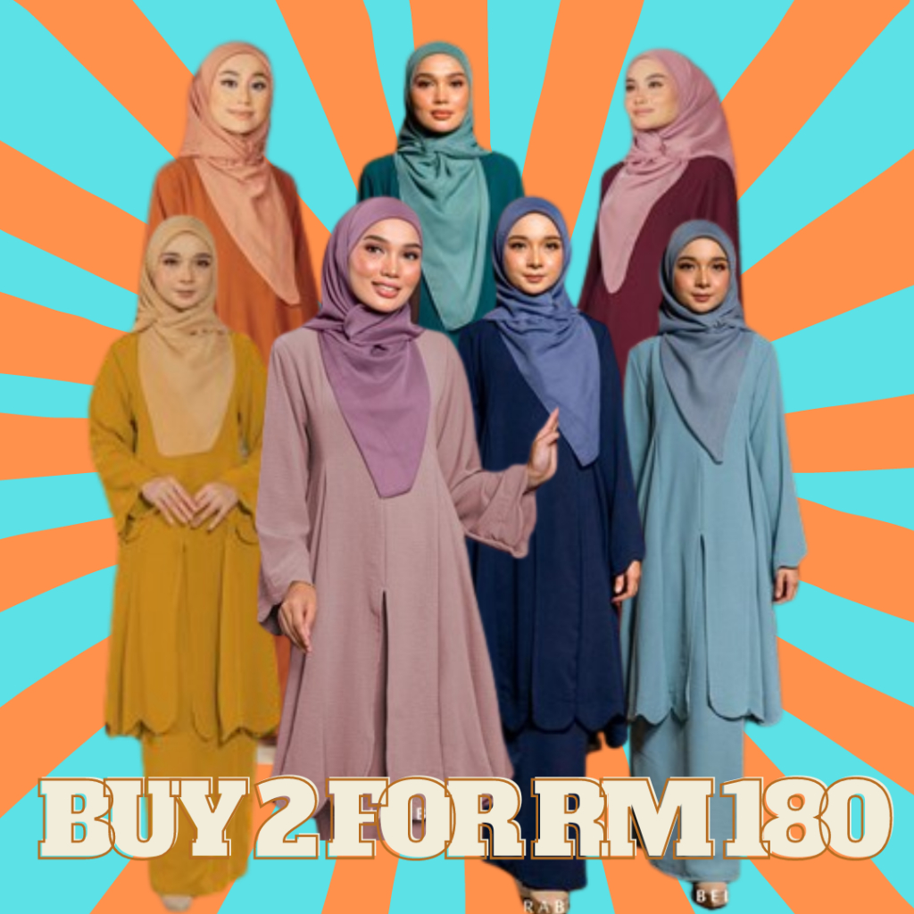 Haurabelle Kuntum Kurung Baju Kurung Ironless Crepe Dress Nursing