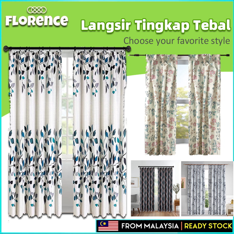 Langsir Pintu Bilik Tidur / Semi Blackout Curtain / Hook Or Eyelet Type ...