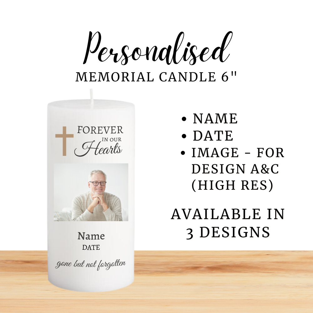 [Ready Stock Malaysia] Catholic, Christian Gifts Personalised Memorial White Pillar Candle - 6 inches (1 piece)