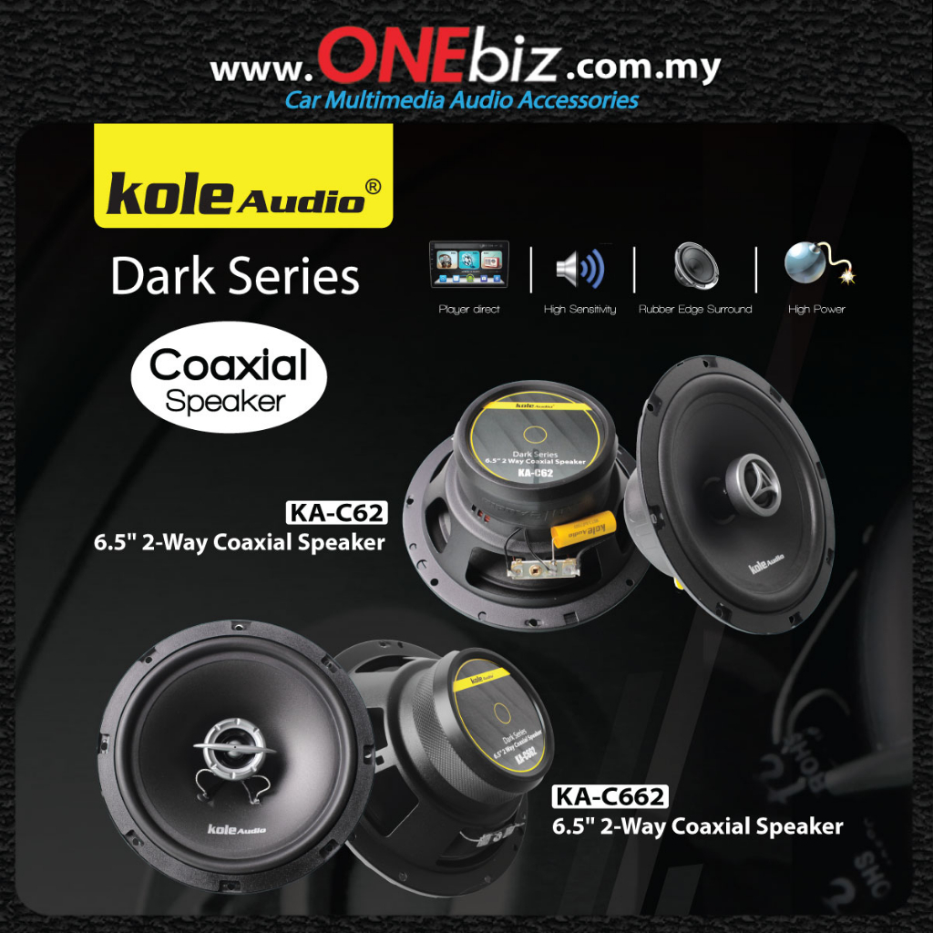 Kole Audio Dark Series 6.5″ 2-Way Car Audio Coaxial Speaker KA-C62 KA-C662