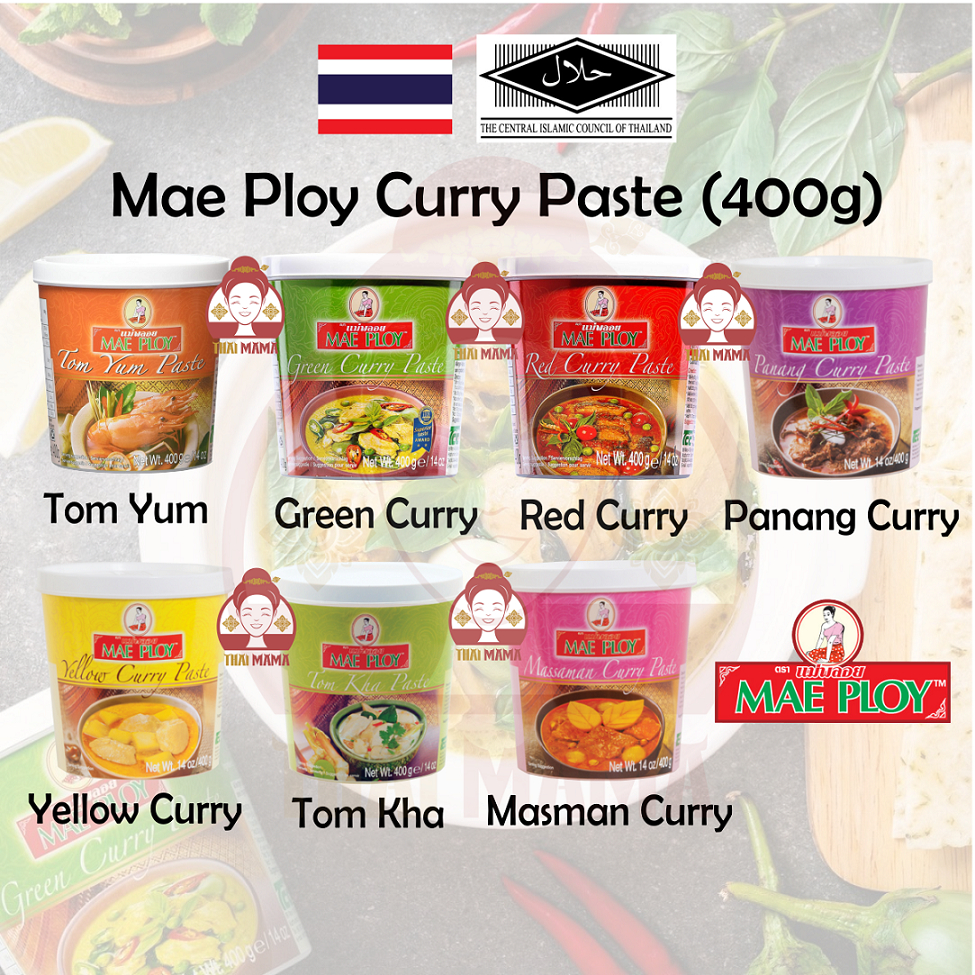 Mae Ploy Curry Paste 400g ( Tom Yum Paste / Green Curry Paste / Red Curry Paste ) [Halal] Maeploy Green Curry Paste