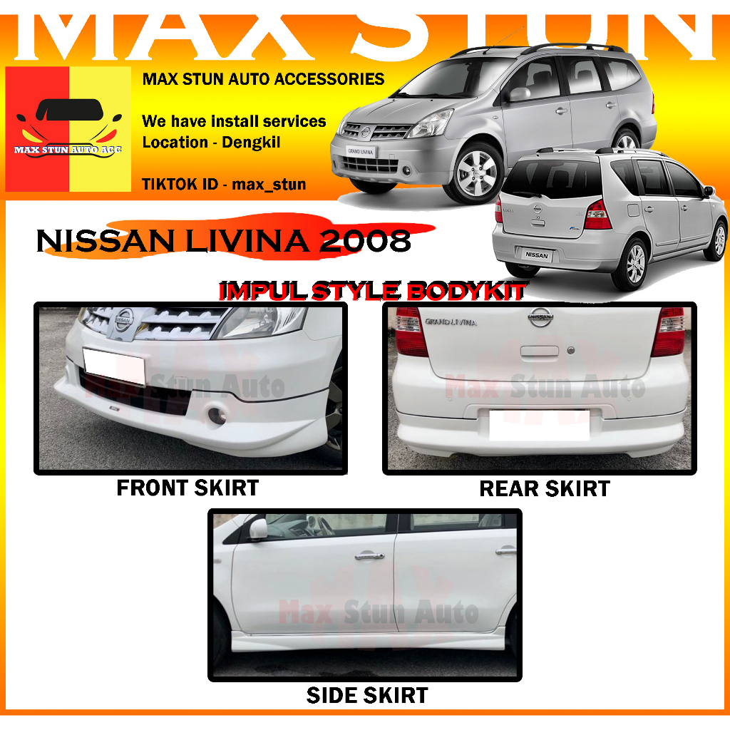 NISSAN LIVINA 20082013 IMPUL FULL SET BODYKIT IP BUMPER SKIRT LIP FOR