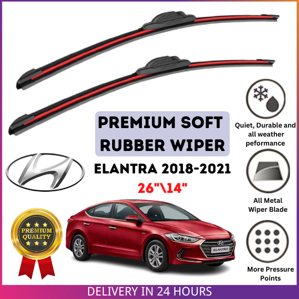 Hyundai Elantra 2018 2021 PREMIUM SOFT RUBBER WIPER BLADE (2PCS/SET