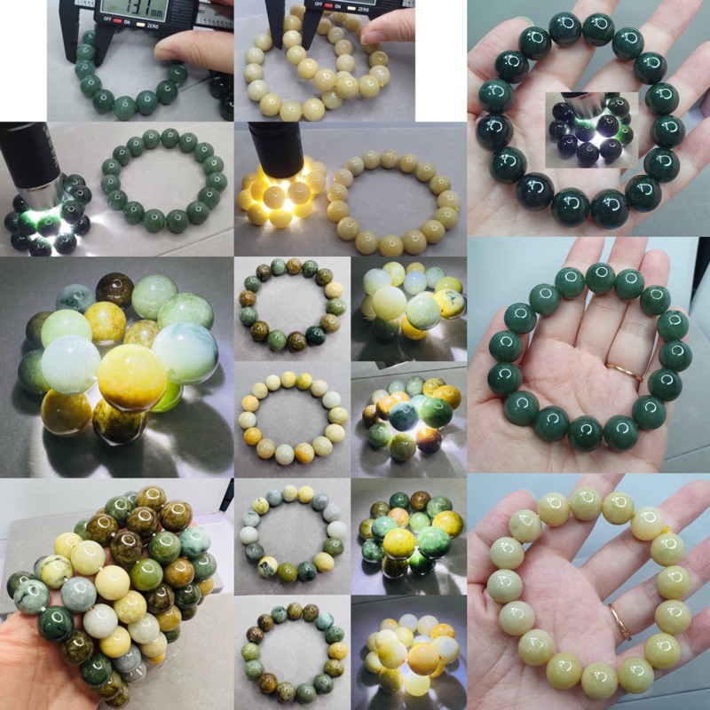 手串 Bracelets 天然缅甸A货翡翠 尺寸13-15mm 冰胶 老蓝水 油青 黄翡 手串 jade bracelet 珠链 大卡米《拥有A货翡翠国际鉴定证书》