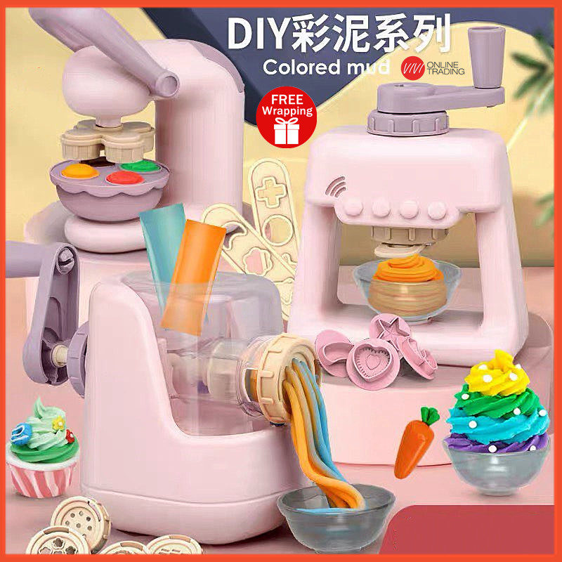 Play Dough Clay Toys Set For Kids Pretend Playset Ice Cream Maker Noodle Maker Mainan Budak