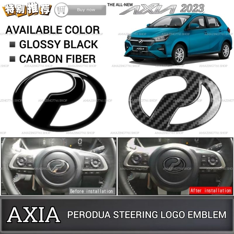 AMAZING PERODUA NEW AXIA 2023 STEERING LOGO EMBLEM FRAME COVER STEERING ...