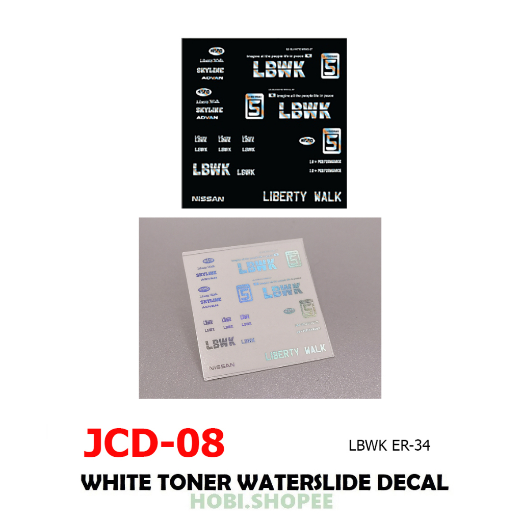 JCD08 - R30 LBWK CHROME DECALS Hotwheels 1:64 diecast custom white ...