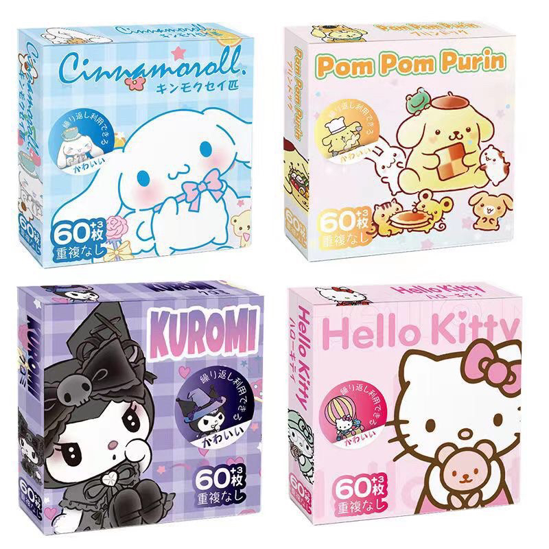 60pcs Sanrio Kuromi Hello Kitty Cinnamorol Sticker Cartoon Cute Graffiti Card Laptop Manual Mug Decorative Box Sticker