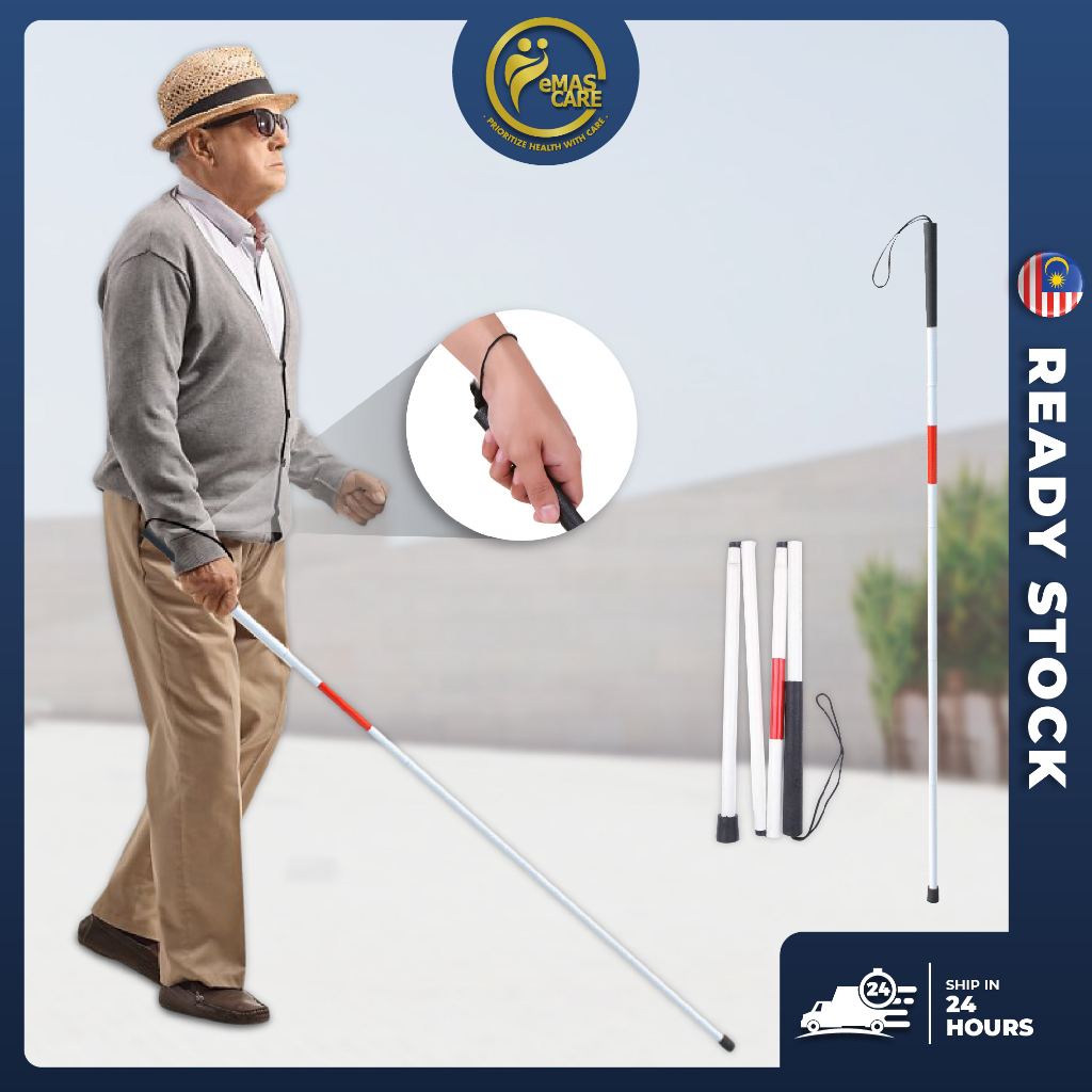 OKU Tongkat Orang Buta 1Pcs Visually Impaired Crutch Cane Blind Walking Stick Walker Aluminium Folding Ringan