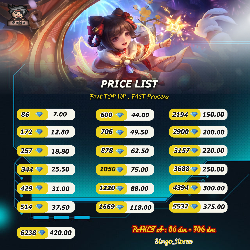 (NEW ML SMALL PACK) ML Account Instant Recharge Medium ML TOPUP