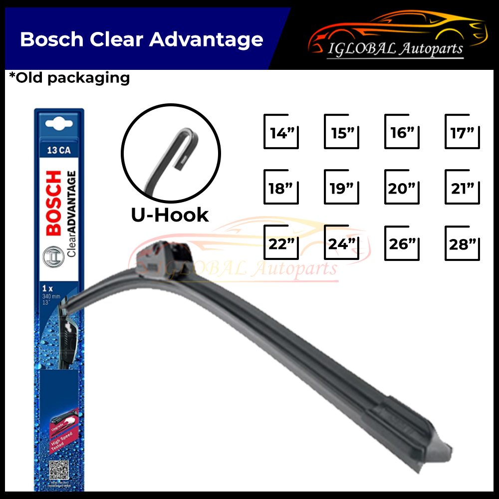 [FOC 1 Towel For Any2 Purchase] BOSCH Clear Advantage Wiper Single Size (14"/15"/16"/17"18"/19"/20"/21"/22"/24"/26"/28")