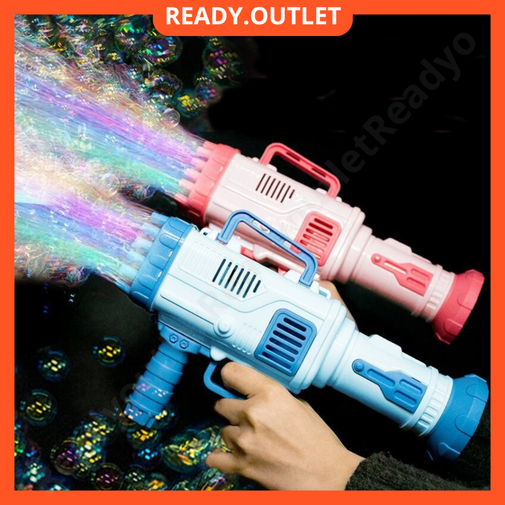 SHIP IN 24HRS!! 32 HOLES LED Bubble Gun Gatling Rocket Launcher Bazooka Toy TikTok Viral Mainan Pistol Buih Automatic