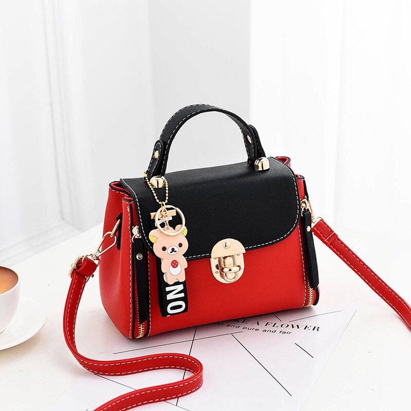 Nuolin Cherry blossom pattern female PU leather small handbag fashion  casual designer ladies bag shoulder girl bag round zipper 