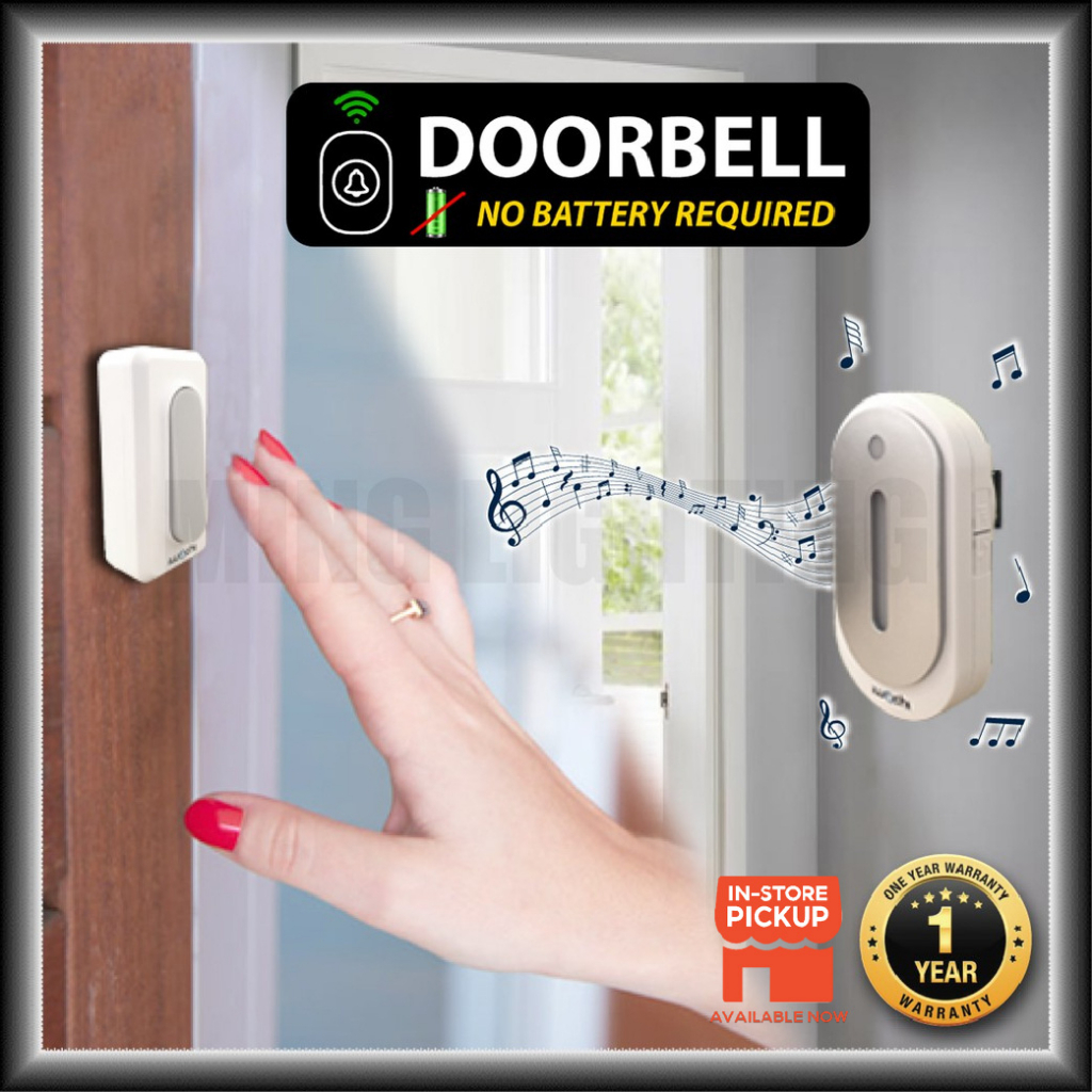 Smart Door Bell Waterproof Wireless LED Light Receiving Prompt Doorbell (No Battery Required) British 3 Pin Plug 智能门铃