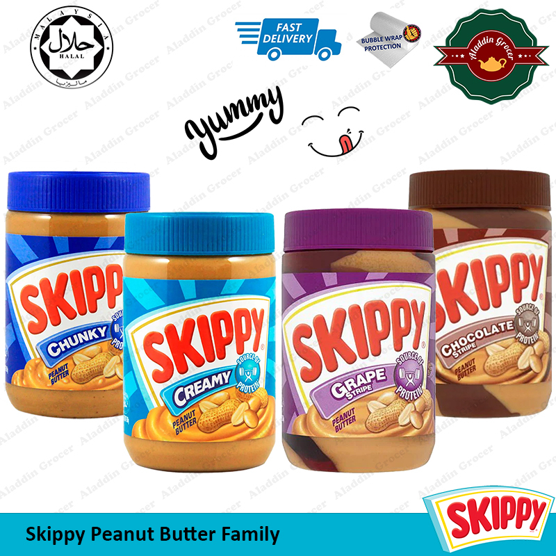 Skippy Peanut Butter Creamy Chunky Grape Stripe Chocolate Stripe 500g 530g Mentega Kacang **EXP:April 25**