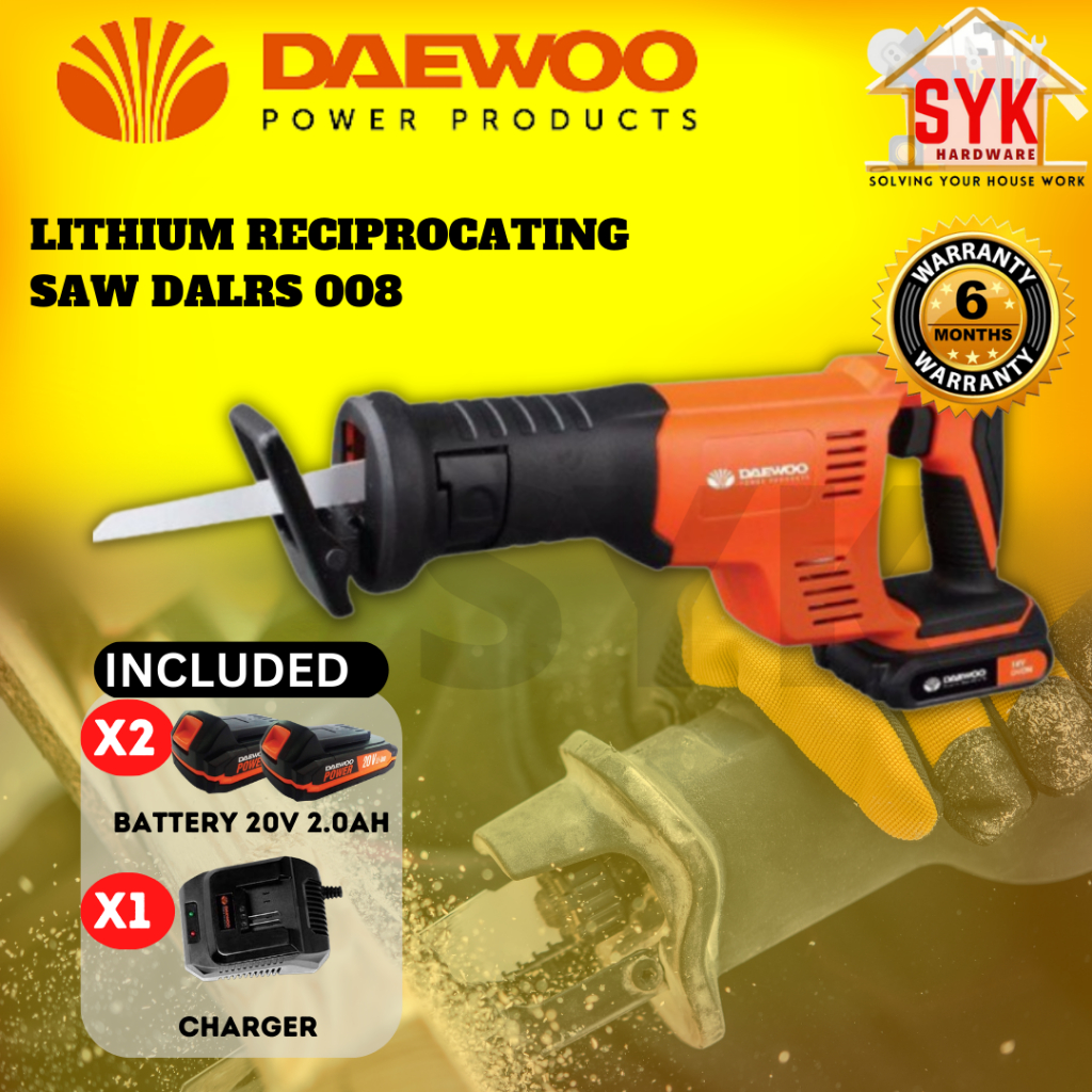 SYK Daewoo DALRS 008 Lithium Reciprocating Saw Cordless Sabre Saw Battery Saw Gergaji Kayu Besi Batteri