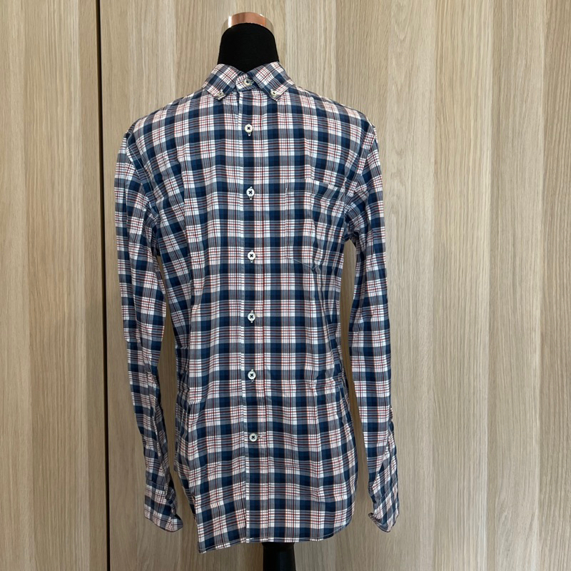 P34. BANANA REPUBLIC MEN'S CHECKERED COLLAR TOP SHIRT LONG SLEEVE COTTON BARREL CUFF (XS SIZE) (ORIGINAL)