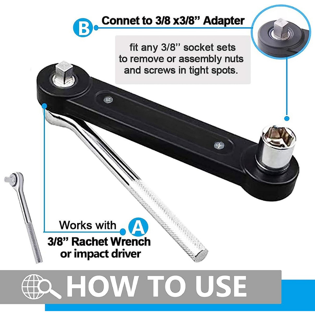 Universal Extension Wrench Adjustable Spanner Automotive Ratchet Hand