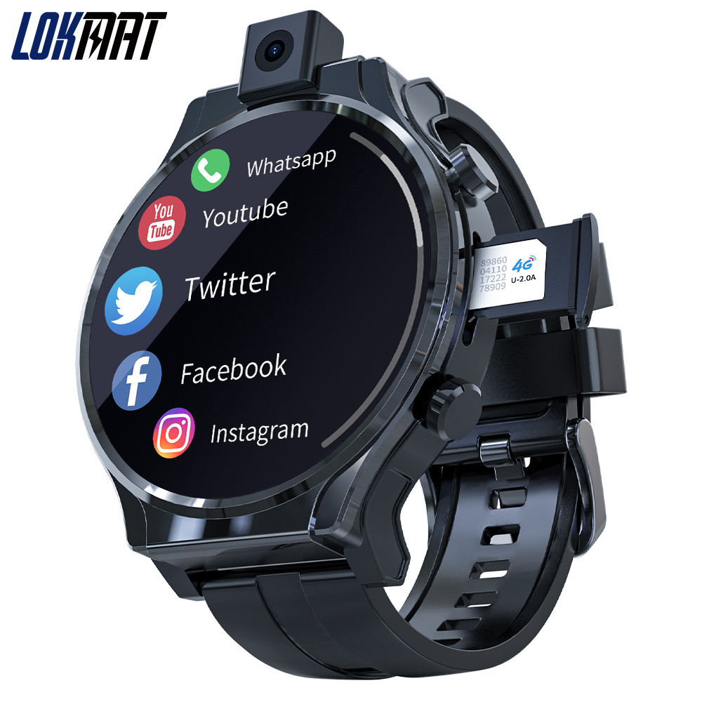 LOKMAT APPLLP PRO GPS+WIFI+SIM Card Support Heart Rate Monitor 4G BT Dual Camera Smart Watch Video Call Chat Online