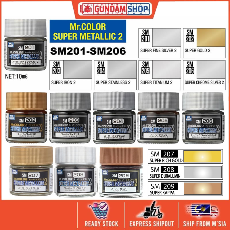 Mr.Hobby Mr.Color Super Metallic 2 Acrylic Pain Paint SM201SM209