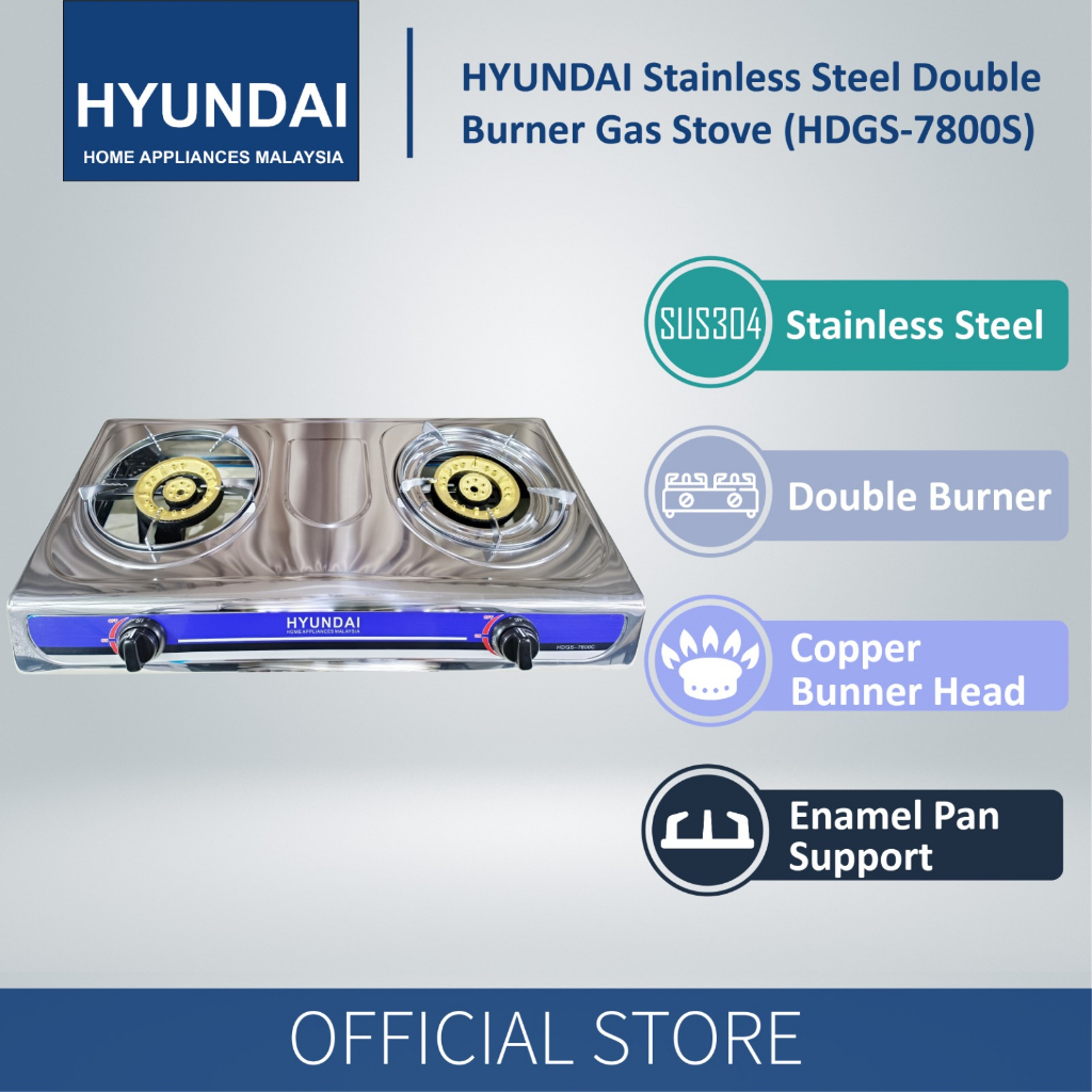 Hyundai HDGS7800C Stainless Steel Double Burner Gas Stove Shopee