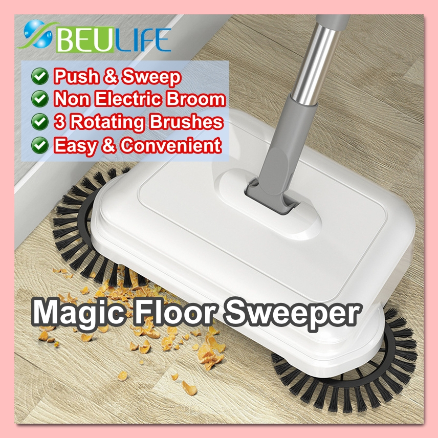 BEULIFE Hand Push Magic Broom Sweeper Floor Spin Brush Broom Microfiber Mop Penyapu Lantai Magic