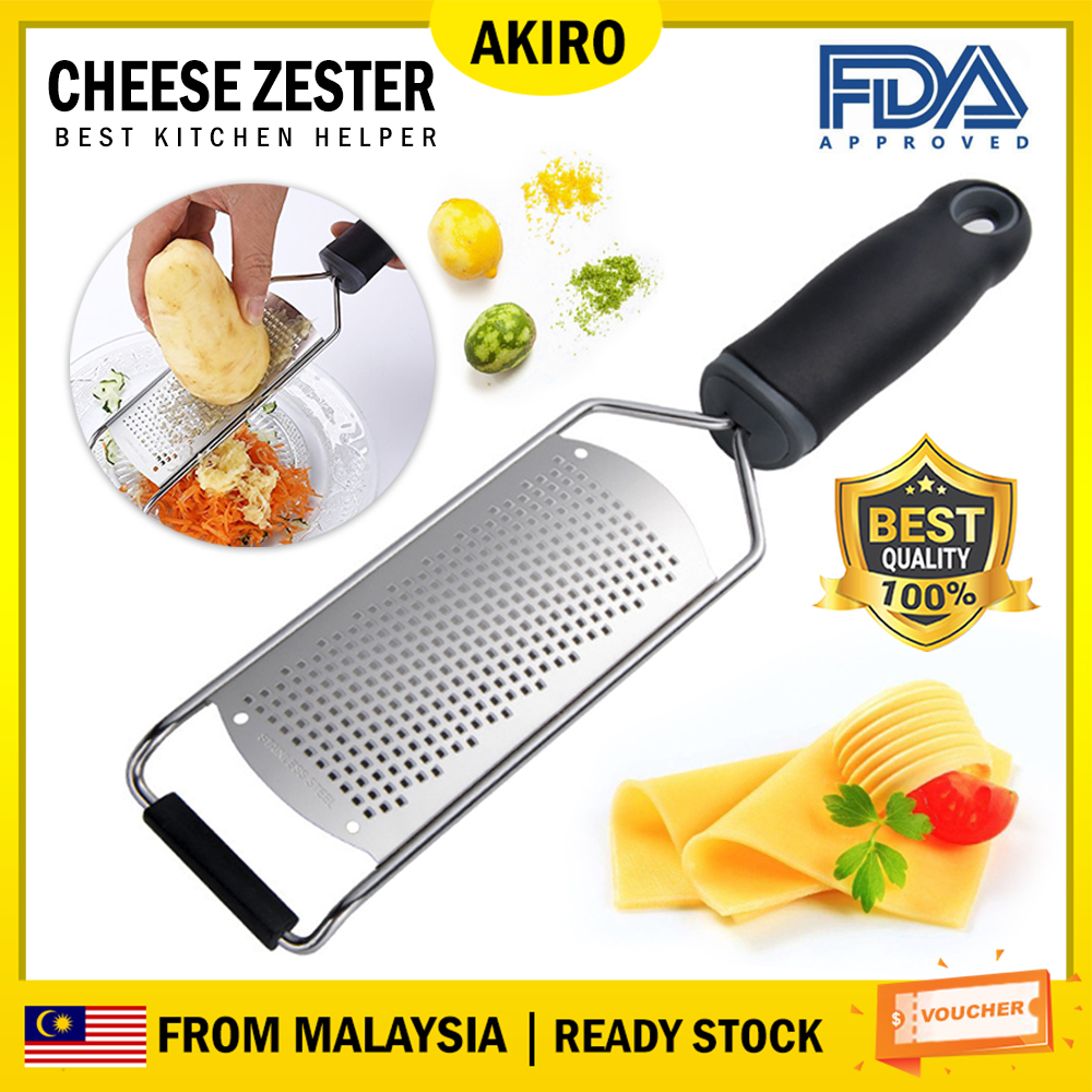 AKIRO 304 Stainless Steel Cheese Grater Rust-Proof Kitchen Potato Slicer Lemon Zester Blade with Ergonomic Handle