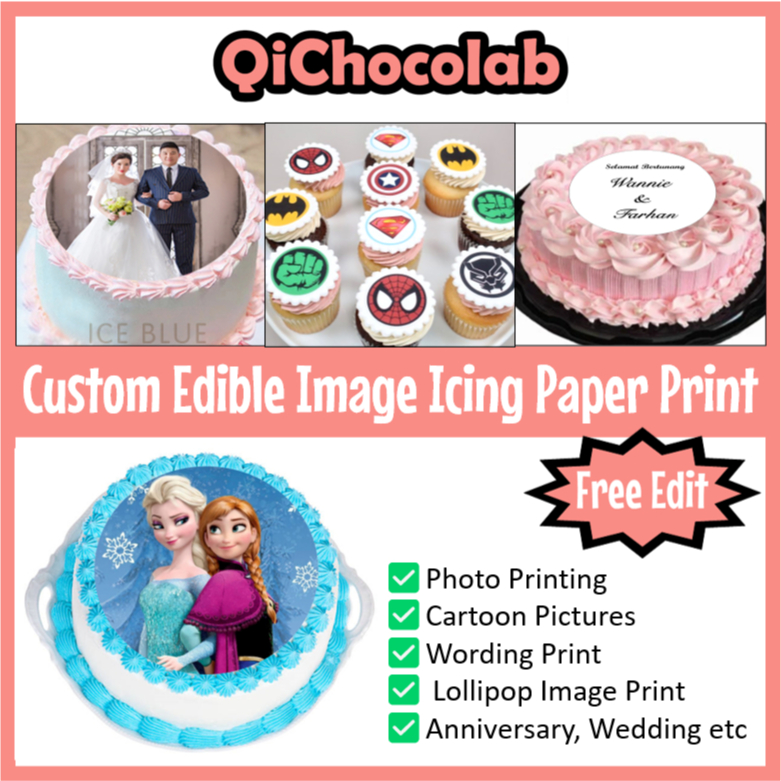 Custom Edible Image Photo Cake Icing Paper Printing Service 定制可食照片糯米纸打印