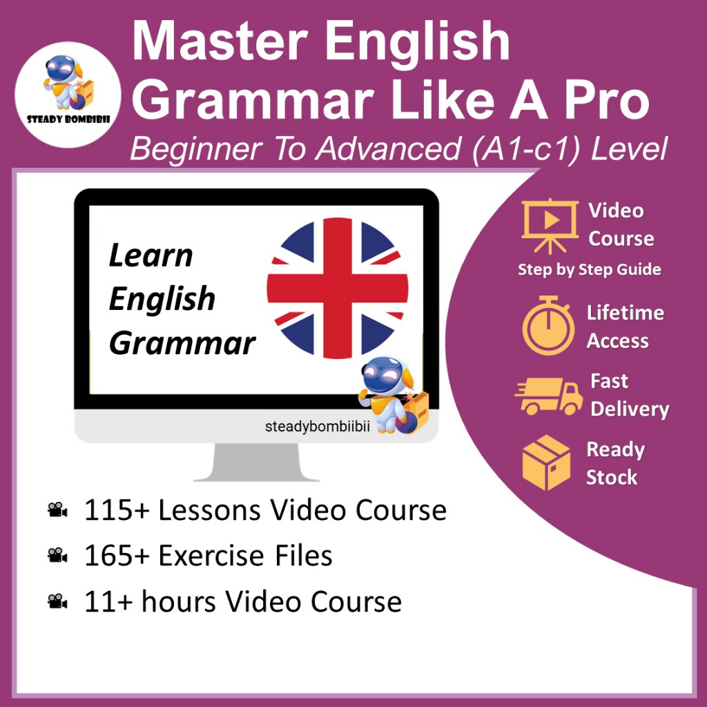 [Video Course] Master English Grammar Like A Pro (A1-C1) Level Training Class [115 Lessons Video Tutorial]