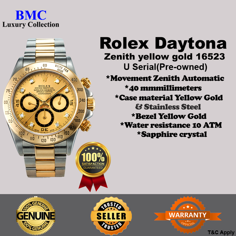 Rolex Daytona Zenith steel yellow gold diamonds automatic chronograph bracelet Oyster 16523(Pre-Owned)