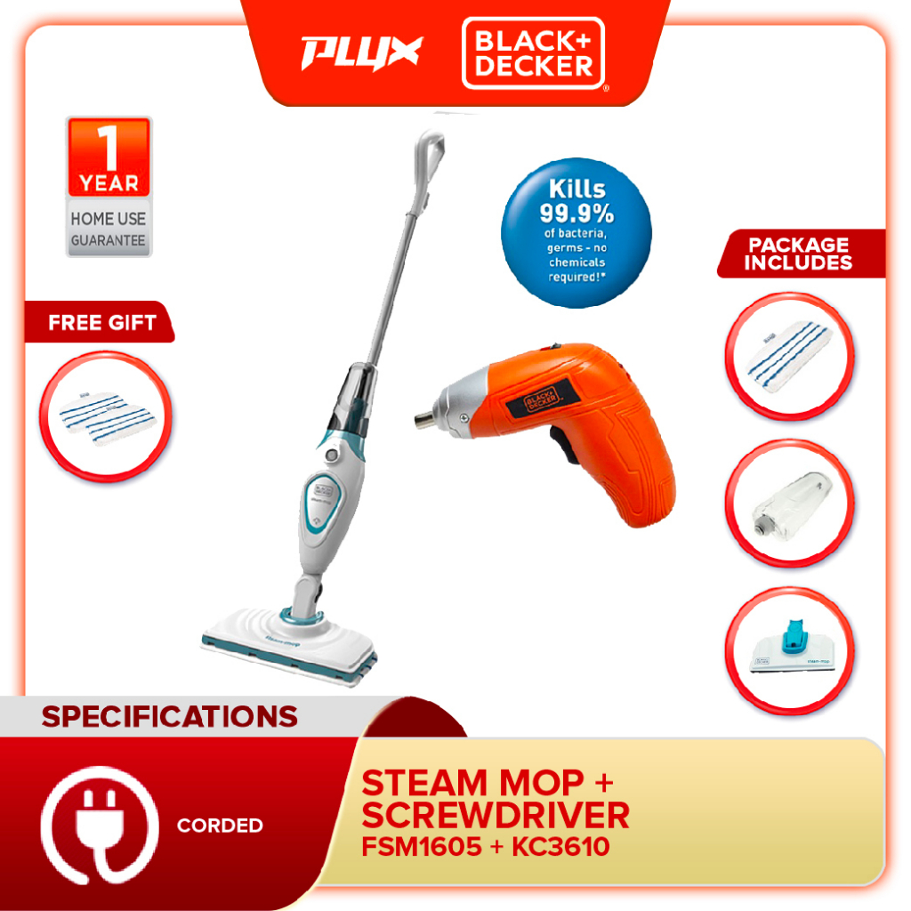 COMBO BLACK & DECKER FSM1605 Steam Mop With Standard Accessories