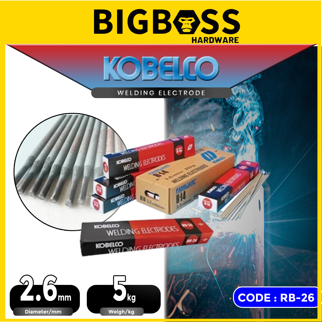 KOBELCO WELDING ELECTRODE RB26 2.6MM Electrode Ubat Welding Rod 5KG ...