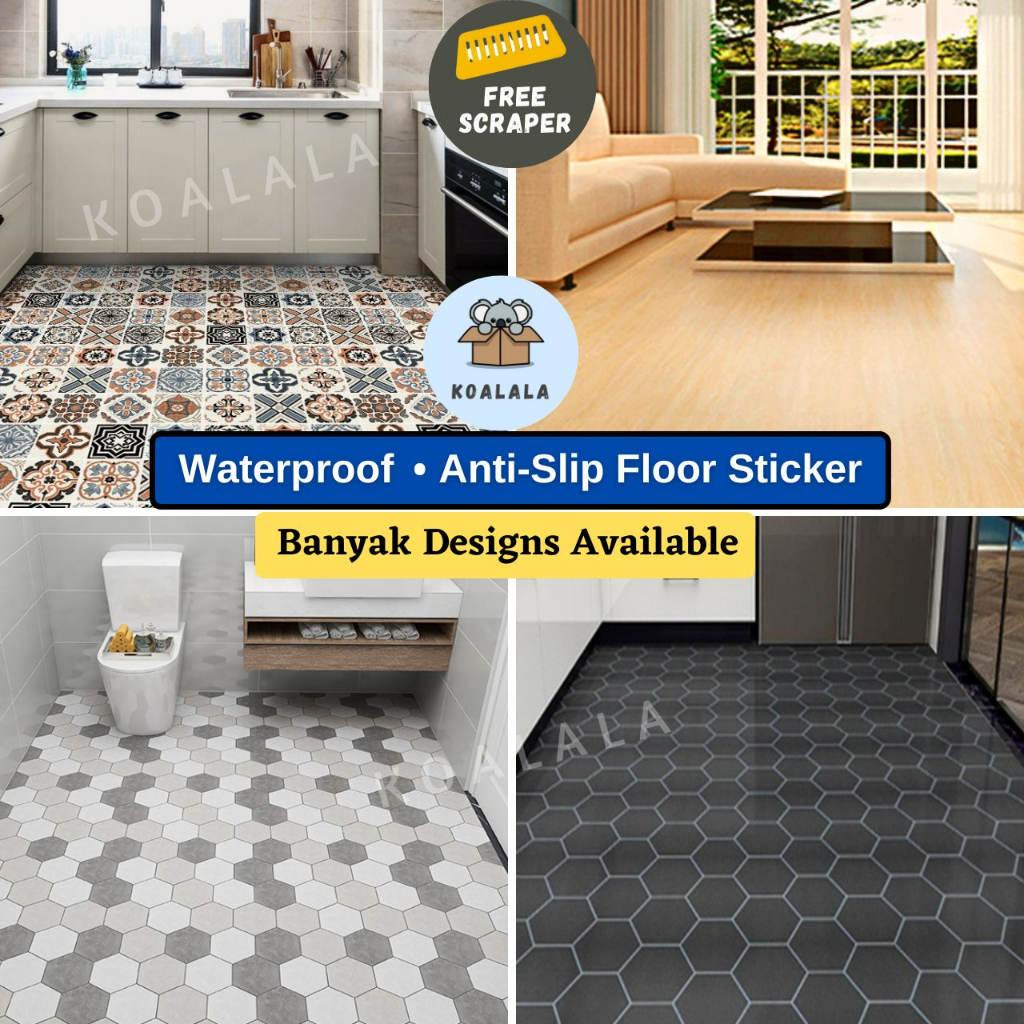 Non Slip Wallpaper Flooring reform Kitchen Sticker Self Adhesive Waterproof Wallpaper Lantai Dapur