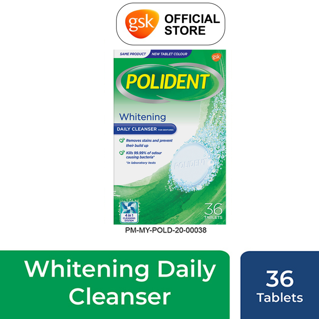 Polident Denture + Retainer Cleaning Tablets + Whitening Cleanser (36's