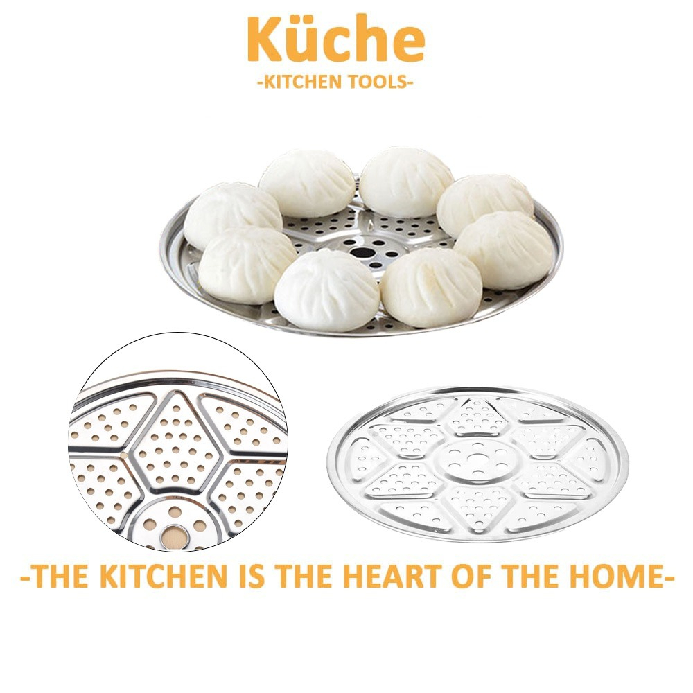 KUCHE Stainless Steel Stackable Steamer Plate Tray Steam Rack Steaming Plate Fish Shrimp Hidangan Kukus