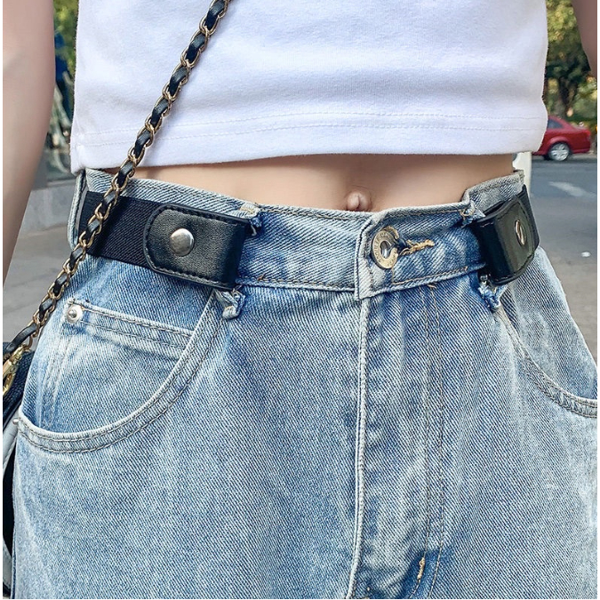 Korean Fashion Jean Pant Women Elastic Seamless Leather Waistband Invisible Lazy Waist Belt Tali Pinggang Wanita 懒人腰带