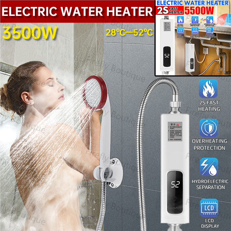 3500W Electric Water Heater Hot Instantaneous Shower Heater Shower Head Waterproof Touch Control 热水器 淋浴宝 小厨宝