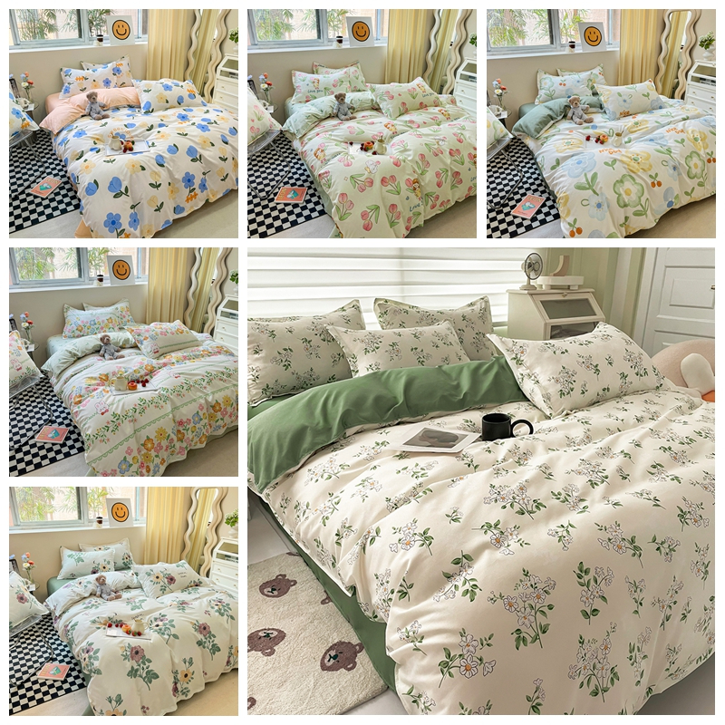 Beli satu, dapatkan satu percuma【MY Ready stock】Kit Cadar Katil Siri Hijau-bedding set Queen bed pillowcase green/blue single murah 3 in 1 bed sheet king 雙人床單cadar tilam queen