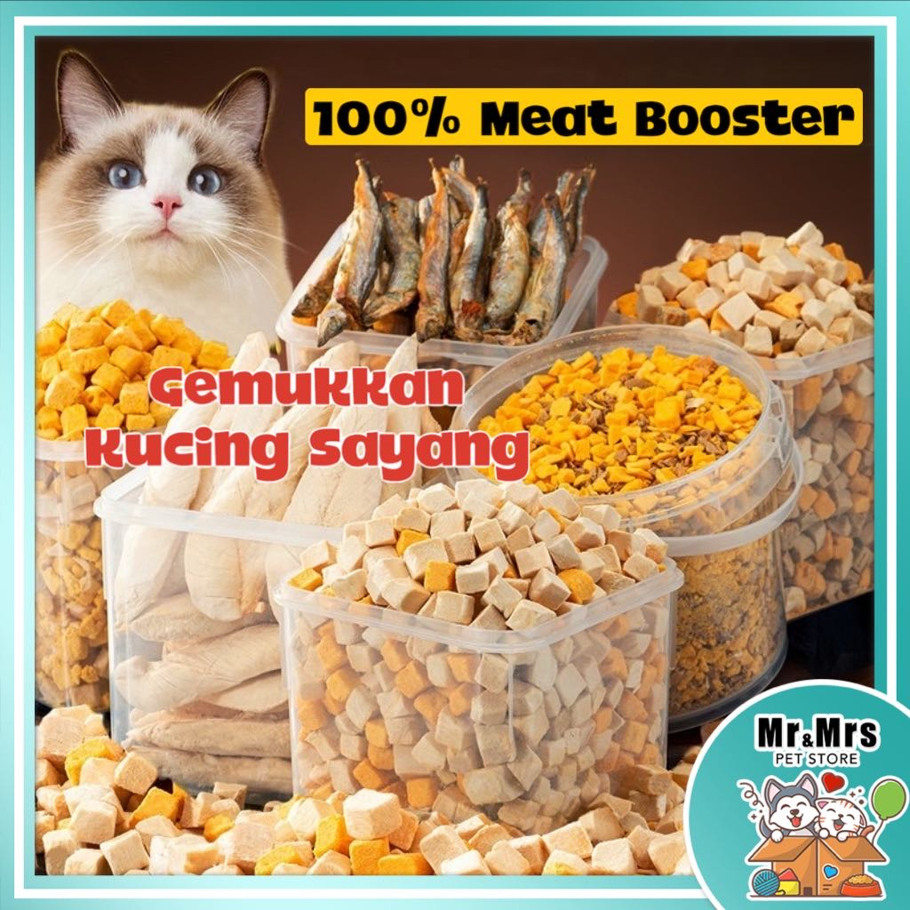 Freeze Dried Booster Cat Dog Treats Chicken Salmon Tuna Beef Egg Yolk