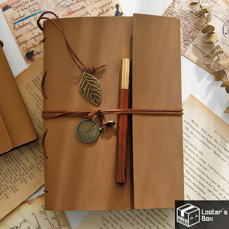 Vintage Scrapbook A5 Ring Binder Photo Album Memory Retro Journal Brown Thick Cover DIY Photo Book Gift