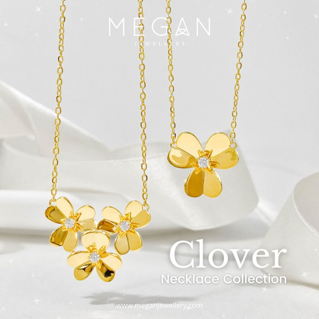 Megan Jewellery Clover Necklace Collection Emas 916