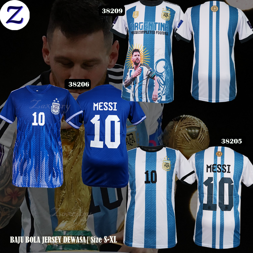 RDYSTOCK BAJU BOLA SEPAK MESSI ARGENTINA JERSEY DESIGN TSHIRT FOOTBALL DESIGN | Size S-XL