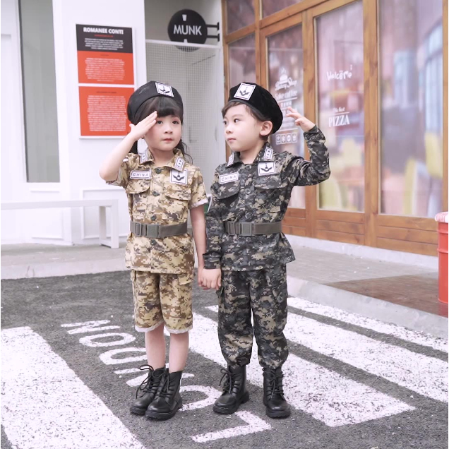 (Ready Stock) Army Soldier Military Uniform Tentera Camouflage Combat Kid Costume Kostum Baju Askar Cosplay 儿童军装男童女童迷彩服