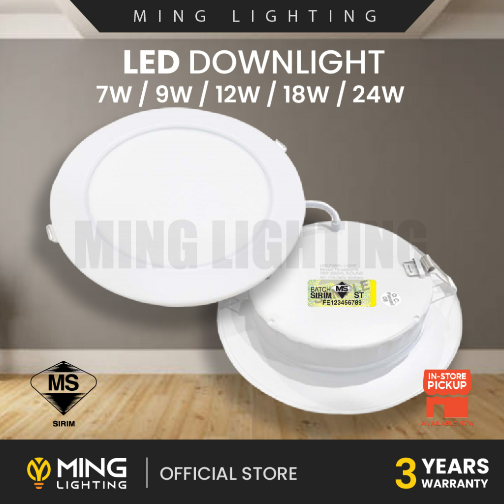 [SIRIM] LED Downlight 24W 18W 12W 9W Lampu Siling Rumah Round Down Light White Lights Home Room Ceiling Lighting Strip