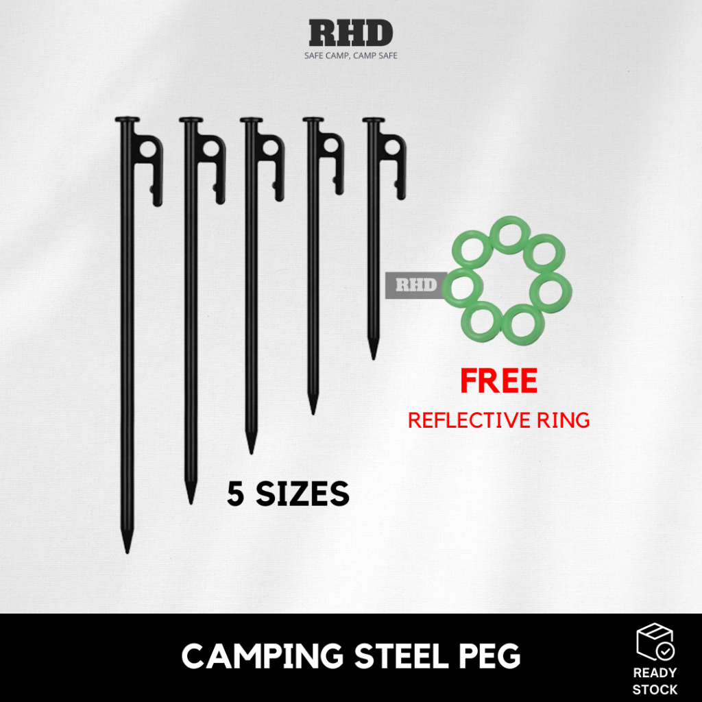 Camping Steel Peg Paku Khemah Tent Tarp Tali Pancang Flysheet Rope ...