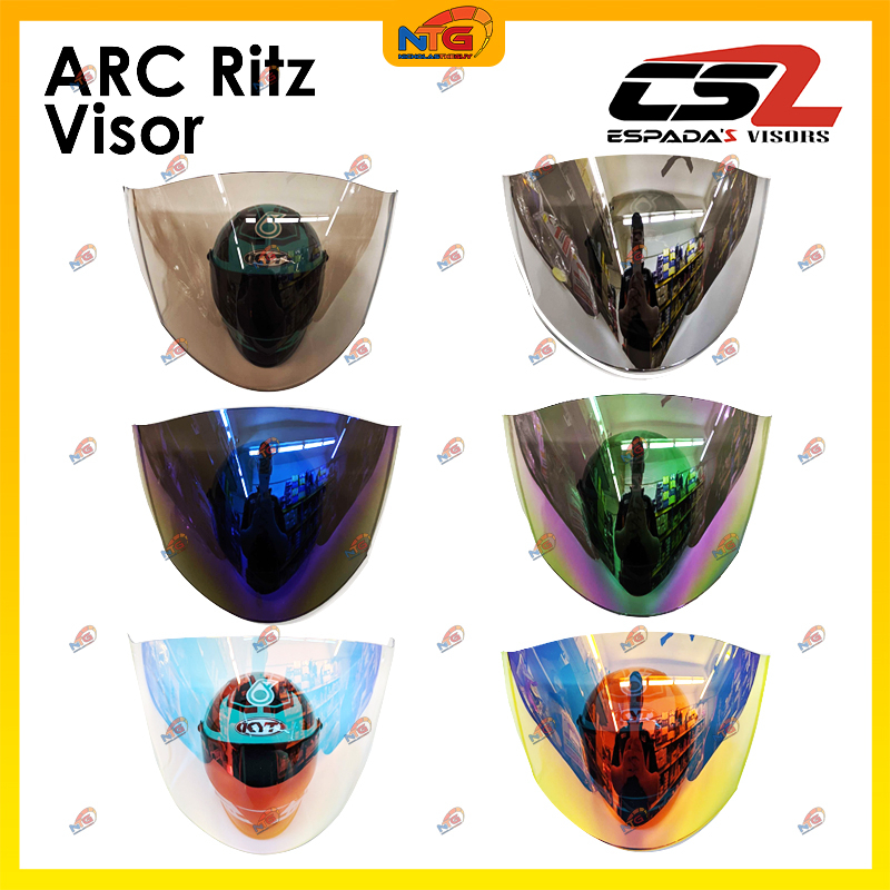 ARC Ritz Helmet Visor Tinted/Smoke/Chrome/Crystal/Rainbow Shopee Malaysia